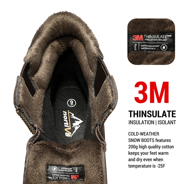 Men's Waterproof Slip-On Snow Boots - BROWN BLACK - 4